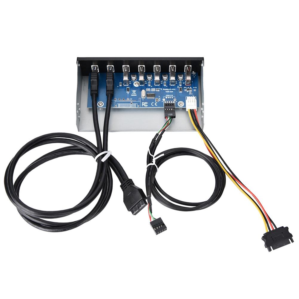 USB3.0 Optical Drive Front Panel 5.25 Inch 7 Port HUB 19PIN to 2 Port U3+4 Port U2 Fast Chargin