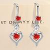 Yousheng 1 Pair Hoop Earrings Shining Cubic Zirconia Geometric High-end Pendant Dress Up Hypoallergenic Rose Flower Heart Dangle Earrings Fashion