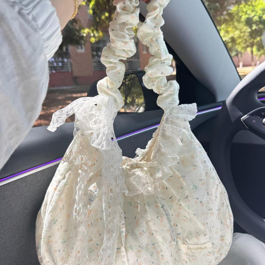 Lace Floral Bag - Large Capacity Pleated Commuter Single-shoulder Crossbody Bag