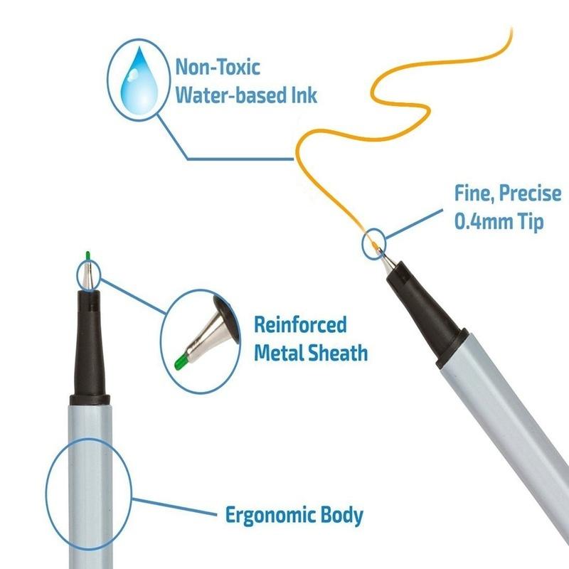 60 Farben, Faserspitze, 0,4 mm, farbiger Fineliner-Stift, feine Spitze, Skizzen- und Zeichnungsmarker, perfekt für Malbücher für Erwachsene