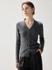 Elegant V-neck Twisted Cashmere Sweater - Slim-Fit Autumn 2026 Style with Slit Hem for Women