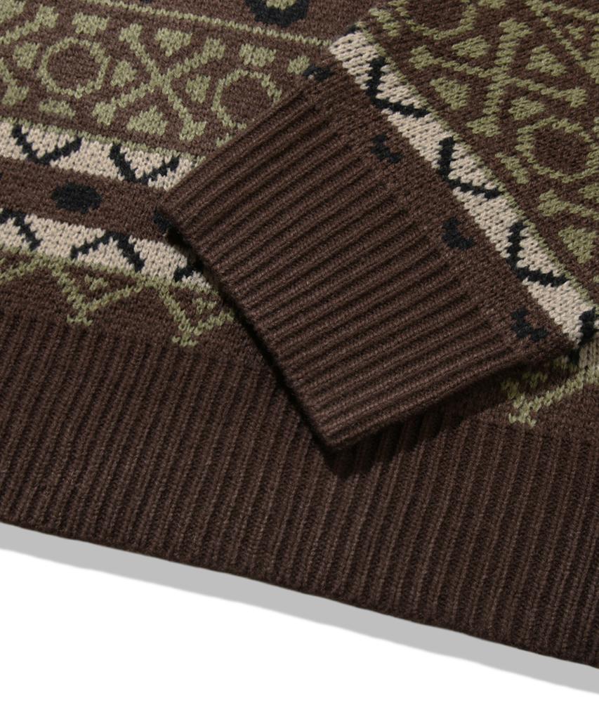 TRILLION Vintage Fair Isle Jacquard Crewneck Knit_Brown
