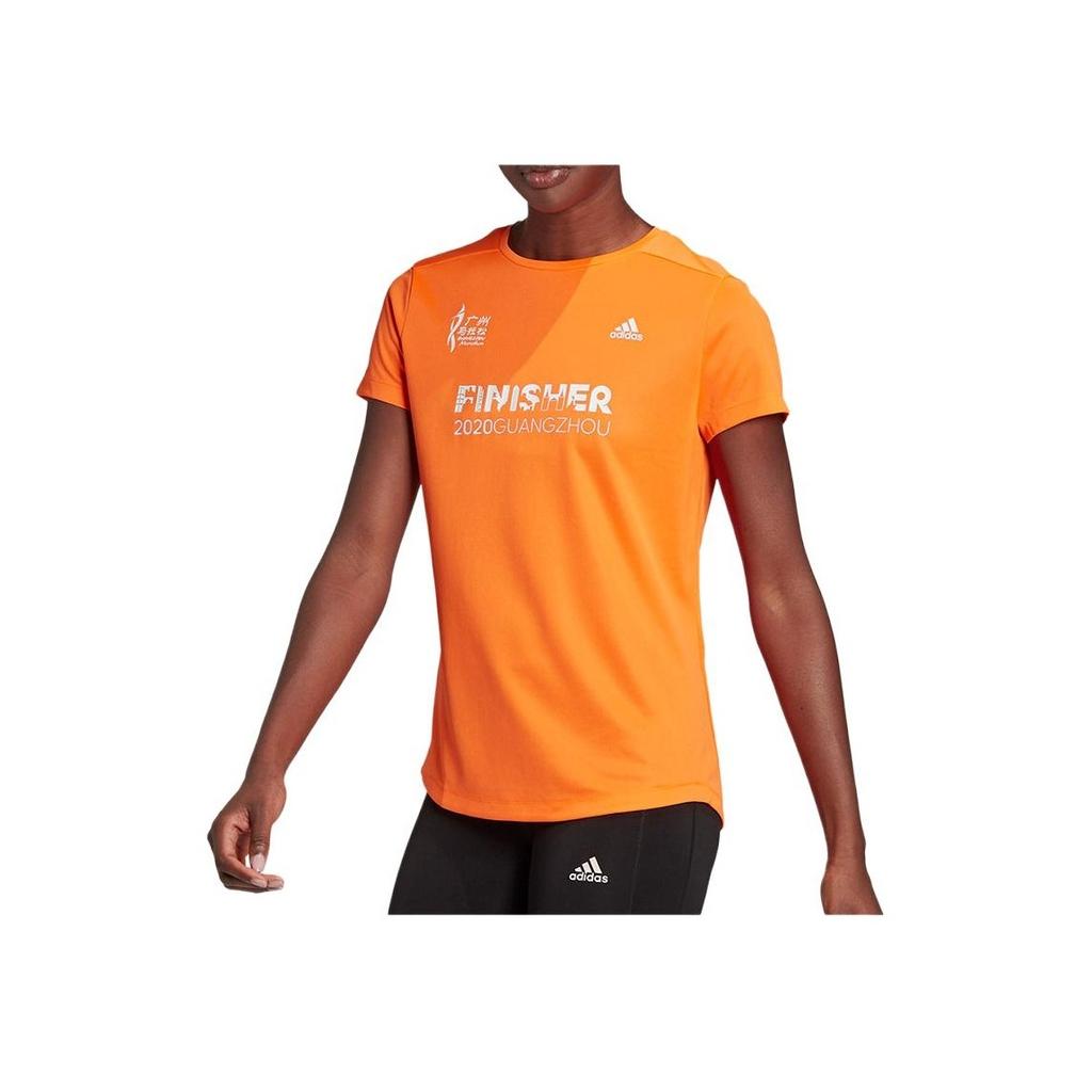 Adidas Letter Print Breathable Comfortable Training Short Sleeve T-Shirt Women Tops Orange GV1322