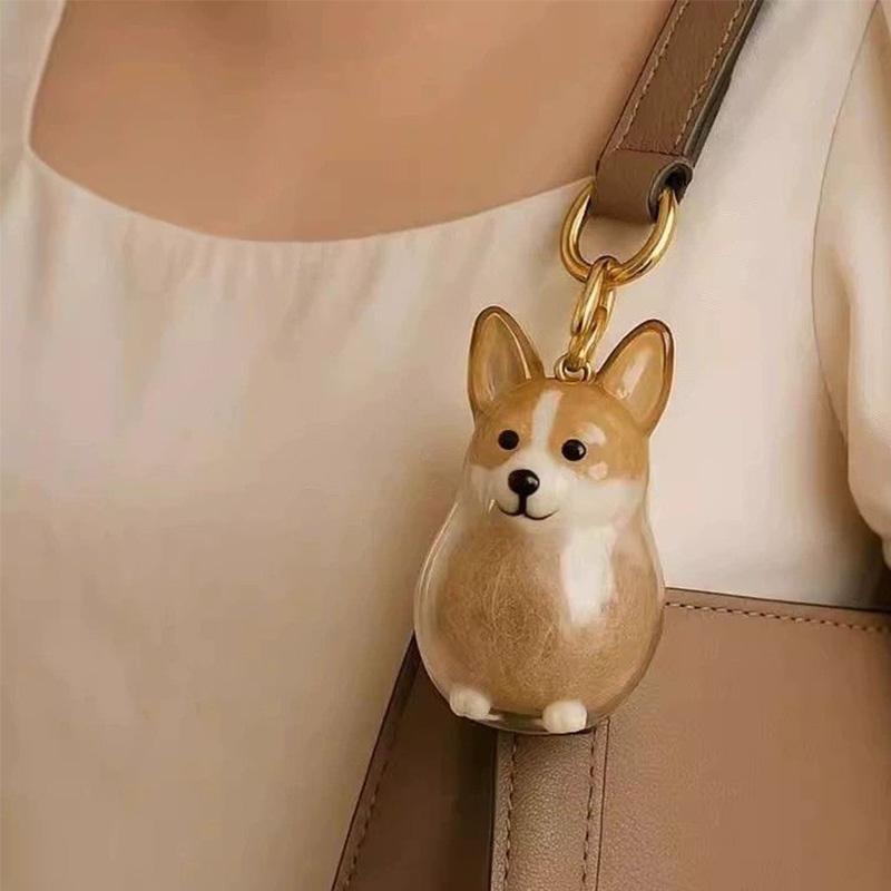 Puppy Hair Storage Pendant Keychain Transparent Dogs Hair Storage Box Hanging Decoration Bag Hanging Pendant Gift for Dog Lovers