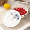 Tangshan Bone China 7-inch Deep Soup Bowl with Lid - Green Floral