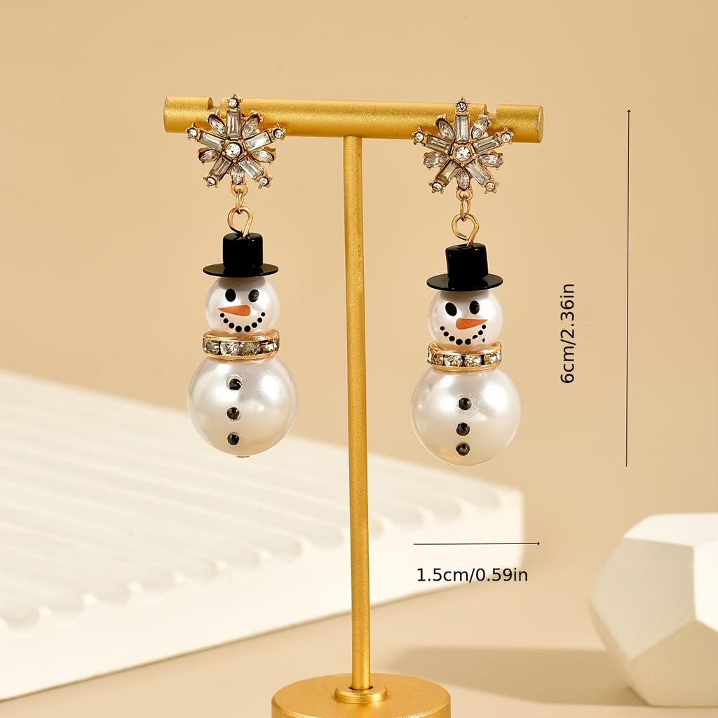 Stylish Christmas Snowflake Earrings with Tassels and Colorful Print Snowman Design, for Teenager