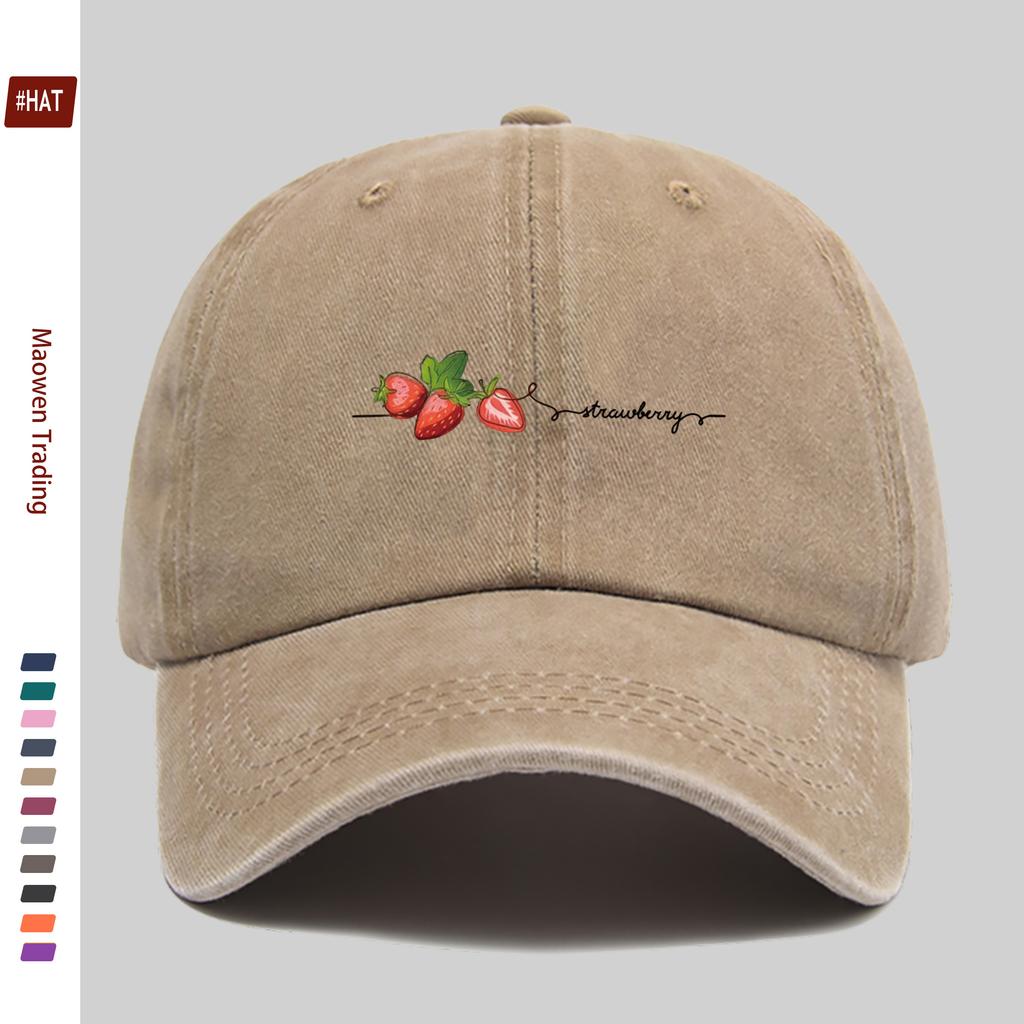 Pc Strawberry Print Baseball Cap AllSeason Sun Hat Casual Decorative Hat with Adjustable Buckle Strap Multiple Colors Avail
