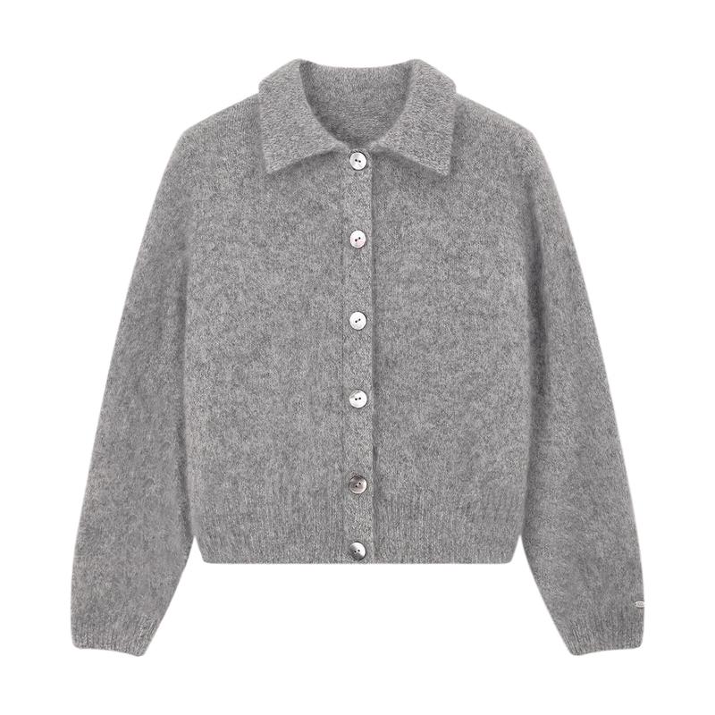 ELLE KIDS Girls' Cloud-Feel Wool Blend Lapel Cardigan