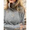 Women S Stand Collar Loose Fit Long Sleeve Solid Color Casual Sweater