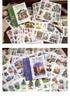 Retro Scenery Die-cut Sticker Book: Washi Paper with Houses, Forests & Coffee Themes