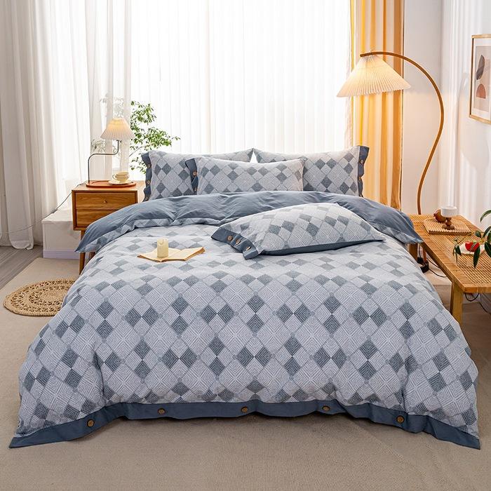 High-End Abraded 4Pcs Set Of Pure Cotton Thickened Light Luxury Cotton Super Soft Bedding Direct Sales