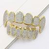 Hop Inset Zircon Teeth Fangs Brass Grillz Top Bottom As Body Jewelry