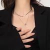 JMXD-Simple and Versatile Double-layer Stacked Square Necklace Men and Women Light Luxury Niche Design Sense Fashion Cold Wind Sweater Chain Tide