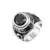 Stainless Steel Unique Black Stone Ring Gothic Biker Retro Old Totem Jewelry for Gifts Free Shipping
