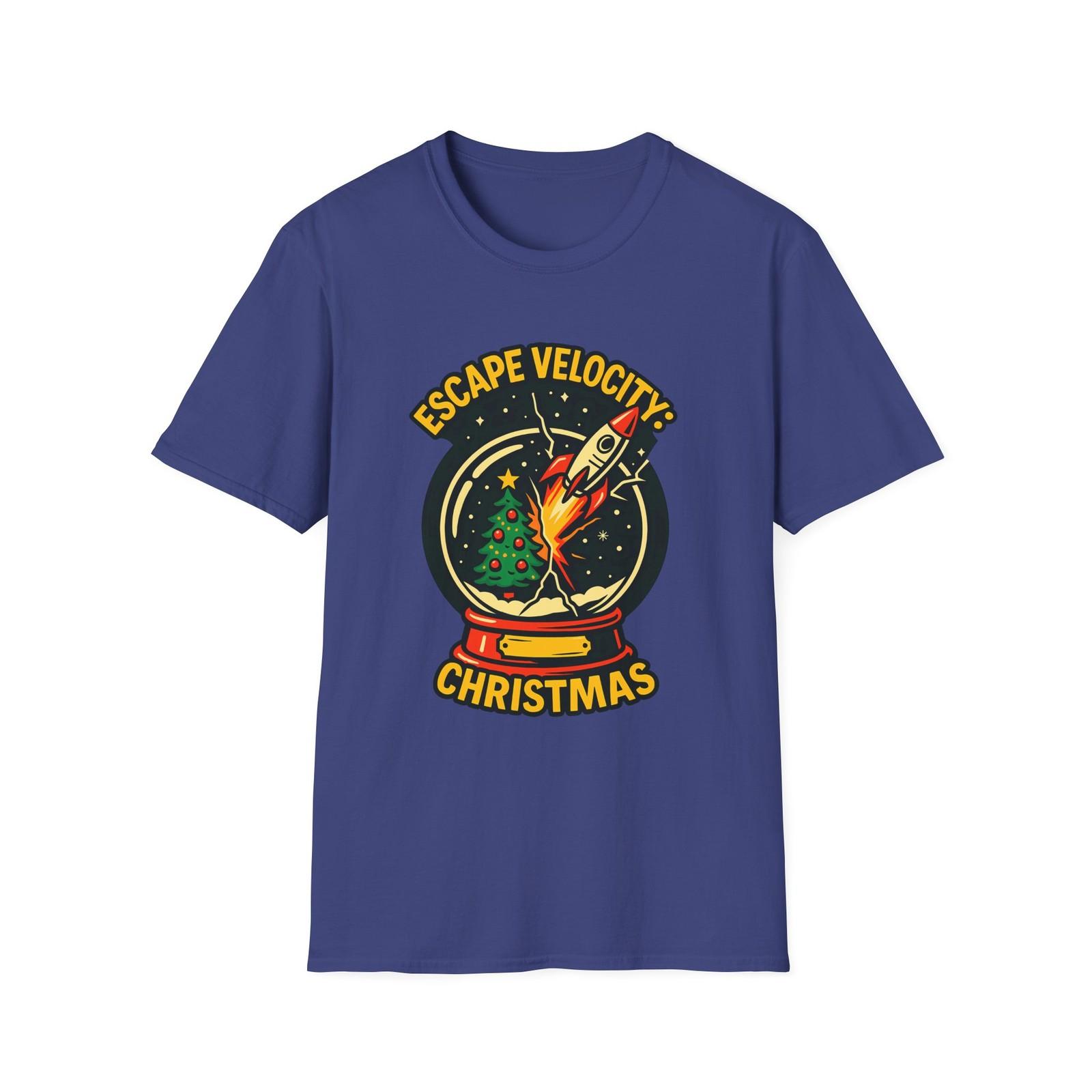 Unisex Softstyle T-Shirt Mens Womens Tees Top Rocket Snow Globe Sci-Fi Christmas Holiday Tee 3XL