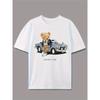 Men's Vintage Teddy Bear & Classic Car Graphic T-Shirt - Soft Stretch Retro Tee Suitable for Couples Matching, Machine Washable Casual Streetwear Top