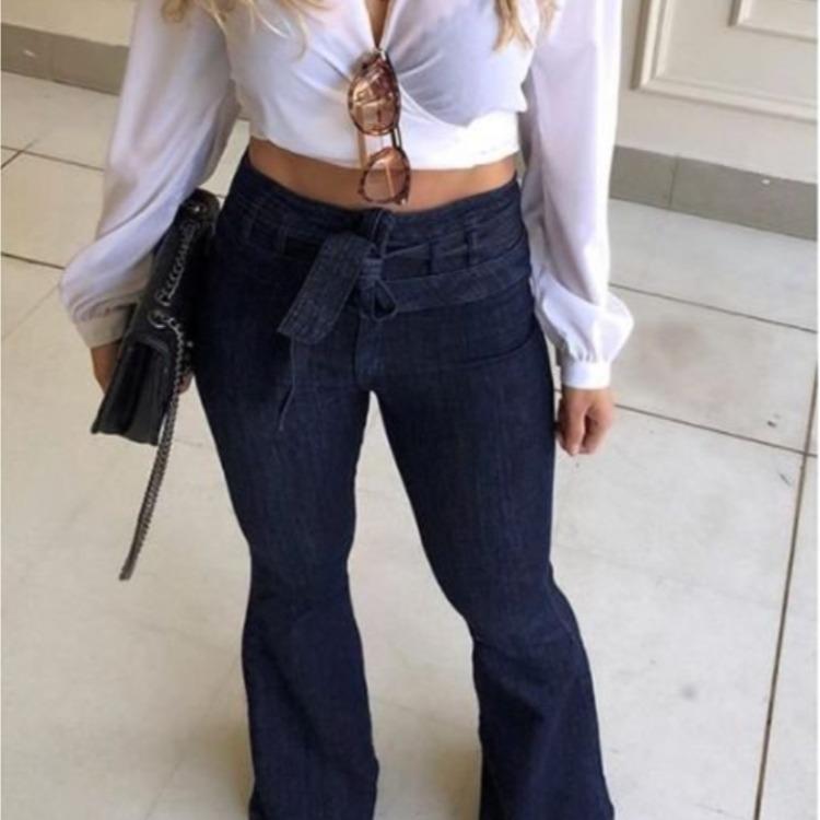 High-Waisted Lace-Up Flare Jeans for Women