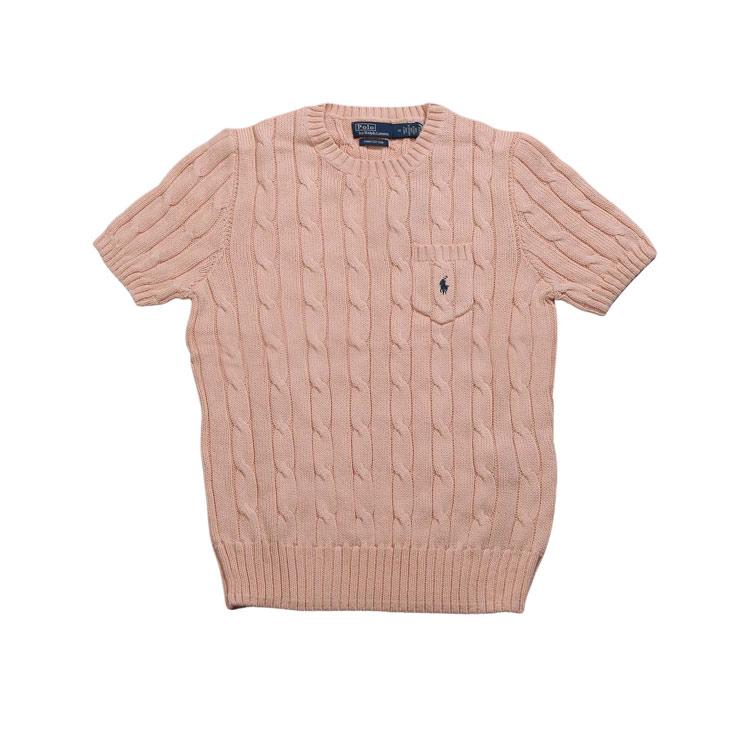 Polo Ralph Lauren Solid Logo Slim Fit Short Sleeve Knit Top Women tops Light-Pink 211895379-017