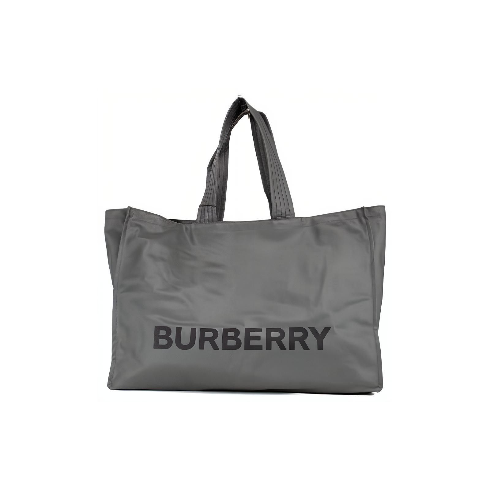 

Burberry Logo Print Nylon Tote Bag, Grey Large Capacity Shoulder Handbag, Luxury Designer Shopping Bag for Daily Commute, Travel & Beach 80528711 Basic Set (Bag+Dust Bag)