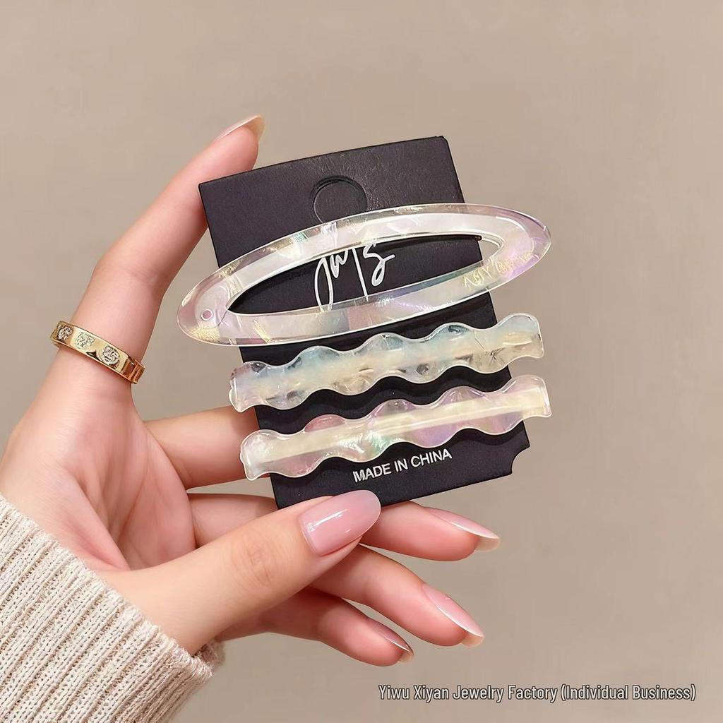 2025 Vintage Acetate Hair Clip Set: 3 Retro BB Side Clips for Flyaways & Bangs