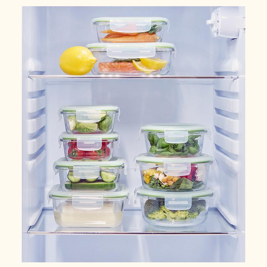 CORELLE BREEZE Rechteckiger Glas-Lebensmittelaufbewahrungsbehälter 2 Stk. (400ml) BPA frei