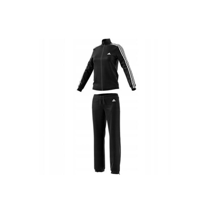 

Adidas Striped Stand Collar Zip Jacket & Pants Leisure Set, Women Casual Two Piece Outfit Black BK4674 M