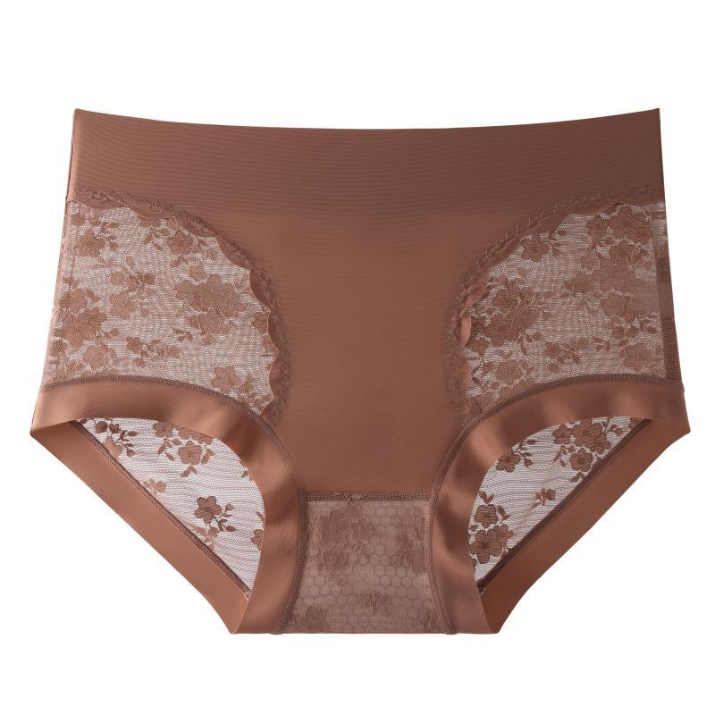 

Женские бесшовные трусики с высокой талией и кружевом - Сексуальные, высокоэластичные, ластовица из чистого хлопка, контроль живота, подтяжка бедер, треугольный дизайн без задирания. M (80-105 Jin)