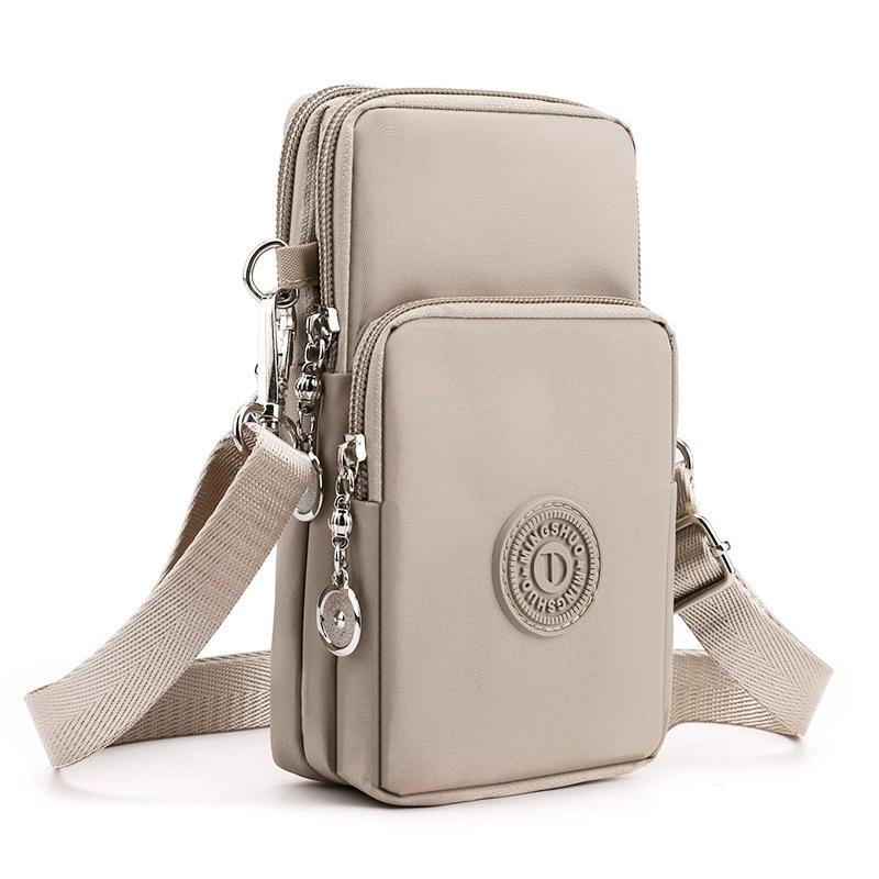 Women Small Crossbody Phone Bag Multi Pocket Waterproof Nylon Mini Shoulder Bag with 3 Zipper Compartments for Daily Travel