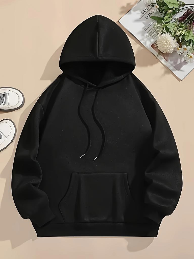 Peeking Black Cat Paw Print Slogan Print Men Hip Hop Athletic Hoodie, Funny Silent Judging Text Back & Double Cuff