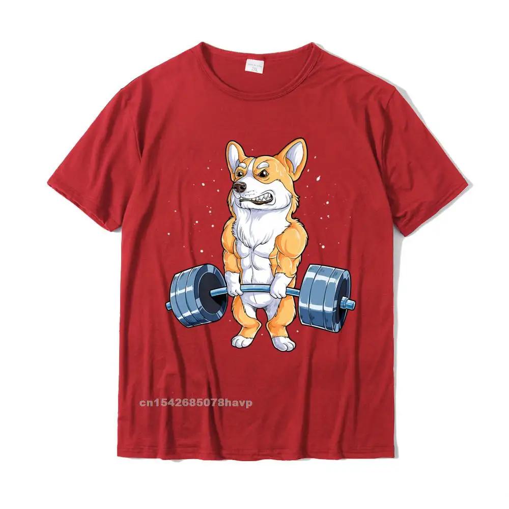 Corgi Levantamento de Peso Engraçado Levantamento Terra Homens Fitness Academia Treino Design de Camiseta Premium Camiseta Fofa Algodão Masculina Camiseta Hip Hop