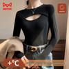 Maoren Women's 7A Antibacterial Silk Protein Round Neck Cutout Base Layer Top