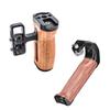 FEICHAO Aluminum Alloy Camera Cage Left/Right Side Wooden Hand Grip with Top Handle 1/4 Screw Hole Cold Shoe Mount for SLR DSLR