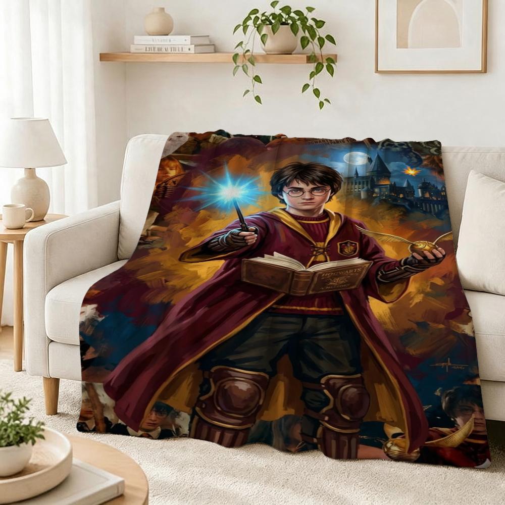 Harry Potter Magical Adventures Flannel Printed Blanket Thick Warm Throw Blanket For Living Room Gaming Room Home Party Decor Holiday Gift