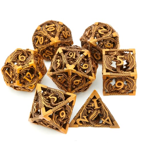 DND Dice Set, Metal Dice, Dungeons and Dragons Dice Gift, Polyhedral Dice Set, Roleplaying Dice, D20 Hollow Polyhedral Dice Set for Dungeons and Drago