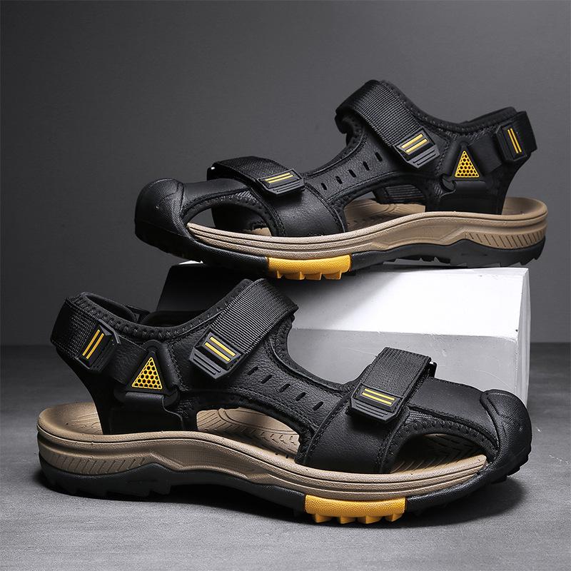 Trendy Men s Plus Size Summer Sport Sandals - Soft Sole, Breathable, Cowhide, Closed Toe Beach Shoes. 43