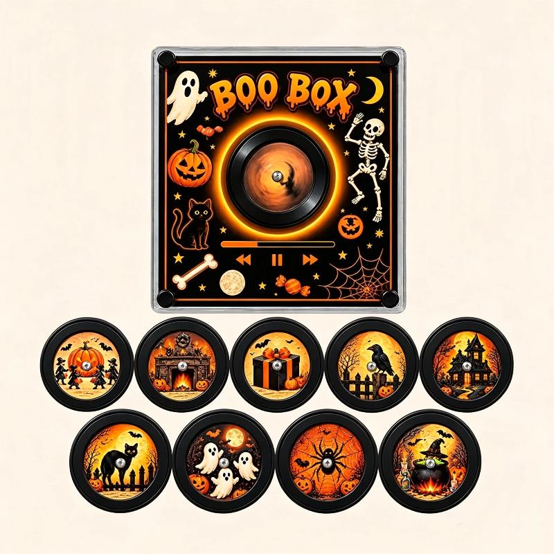 Christmas Nfc Music Box Refrigerator Magnet Vinyl Record Player Ambient Night Light 9 Replaceable Discs Fridge Decor