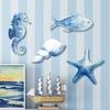 4 stk Træ Strand Vægdekoration Kystnær Ocean Søstjerne Søhest Konkylie Fisk Vægkunst Nautisk Tema Boligindretning til Bondegård Stue Badeværelse