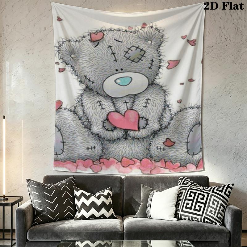 Tatty Teddy Wall Tapestry Aesthetic Wall Hanging Printed Fabric Blanket Decorative Tapestries for Bedroom Living Room Home Decor