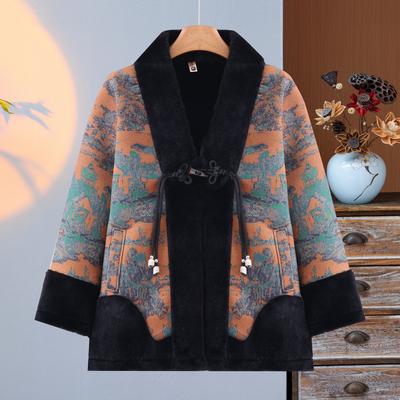 Edle Mutter Winterjacke Modisch Reiche Frau Plus Samt Pelz Mittleren Alters und Ältere Frauen Herbst und Winter Pelz Integrierter Mantel