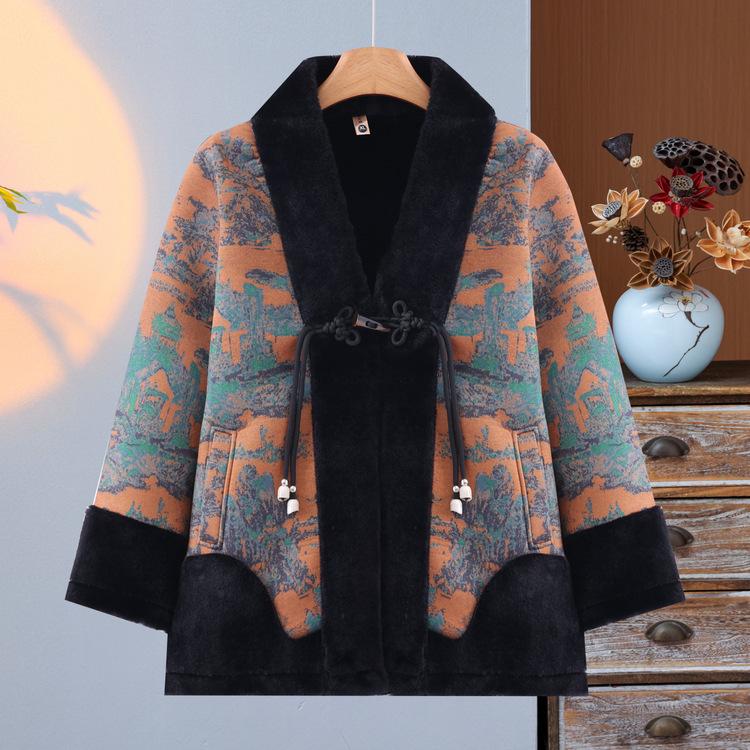 

Noble Mother Winter Jacket Fashionable Rich Wife Plus Velvet Fur Middle-aged and Elderly Women Autumn and Winter Fur Integrated Coat L