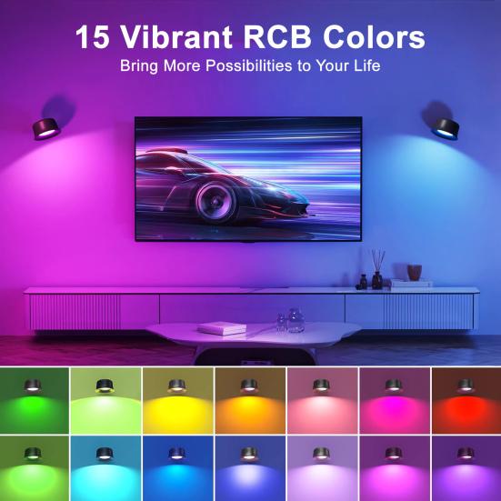 LED Wall Lamp Night Light with Remote Control Dimmable Rechargeable 360-Degree Rotation Cordless