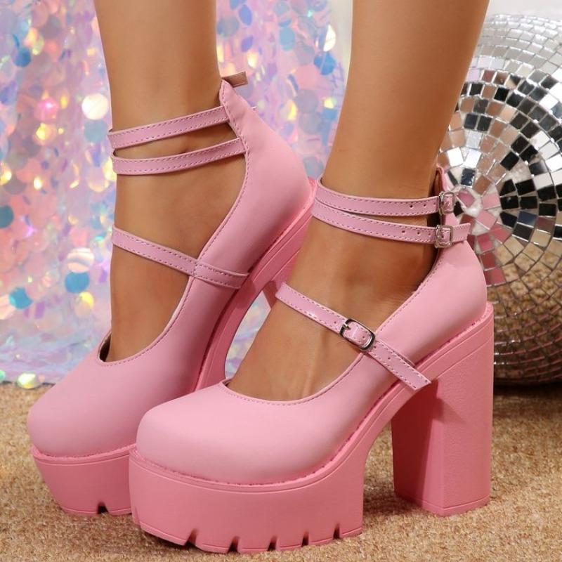 New Women's Pumps Mary Jane High Heels Platform Gothic Creepers Party Pink Sandals Vintage Girls High Heel Platform Lolita Shoes