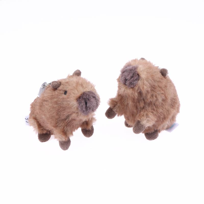 Kawaii Simulation Plush Capybara Keychain Cute Stuffed Animal Doll Pendant Car Key Holder Backpack Hanging Decoration Gifts