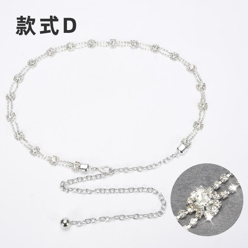 

Женская металлическая поясная цепочка Элегантная Маленький бриллиант Мелкий бриллиант Одежда с поясом