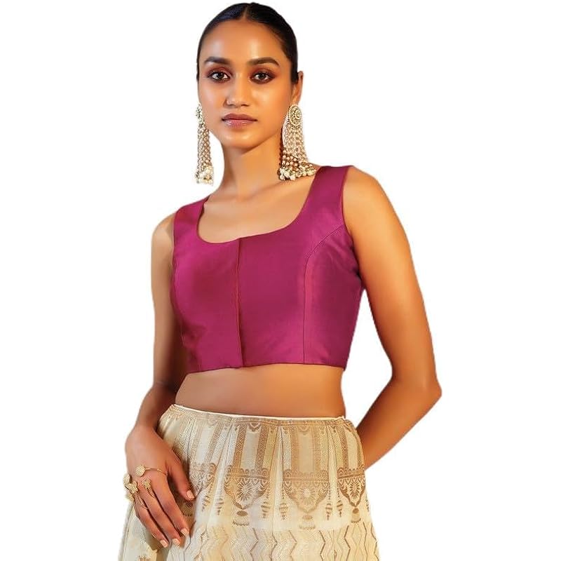 Soch Womens Magenta Taffeta Sleeveless Blouse