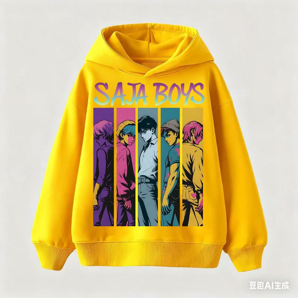 Çocuklar Çizgi Film KPop İblis Avcıları Kapüşonlu 2025: Erkek Kız Çocuklar İçin Havalı Kapüşonlu Kazak Sweatshirt Günlük Moda Üst