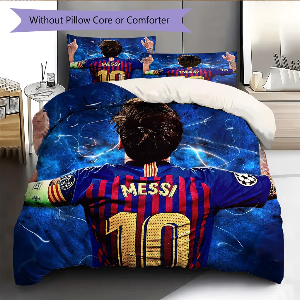Football Player Background Pattern Bedding Quilt Set Home Decoration Gift (1 * duvet cover + 2 * pillowcase without core)