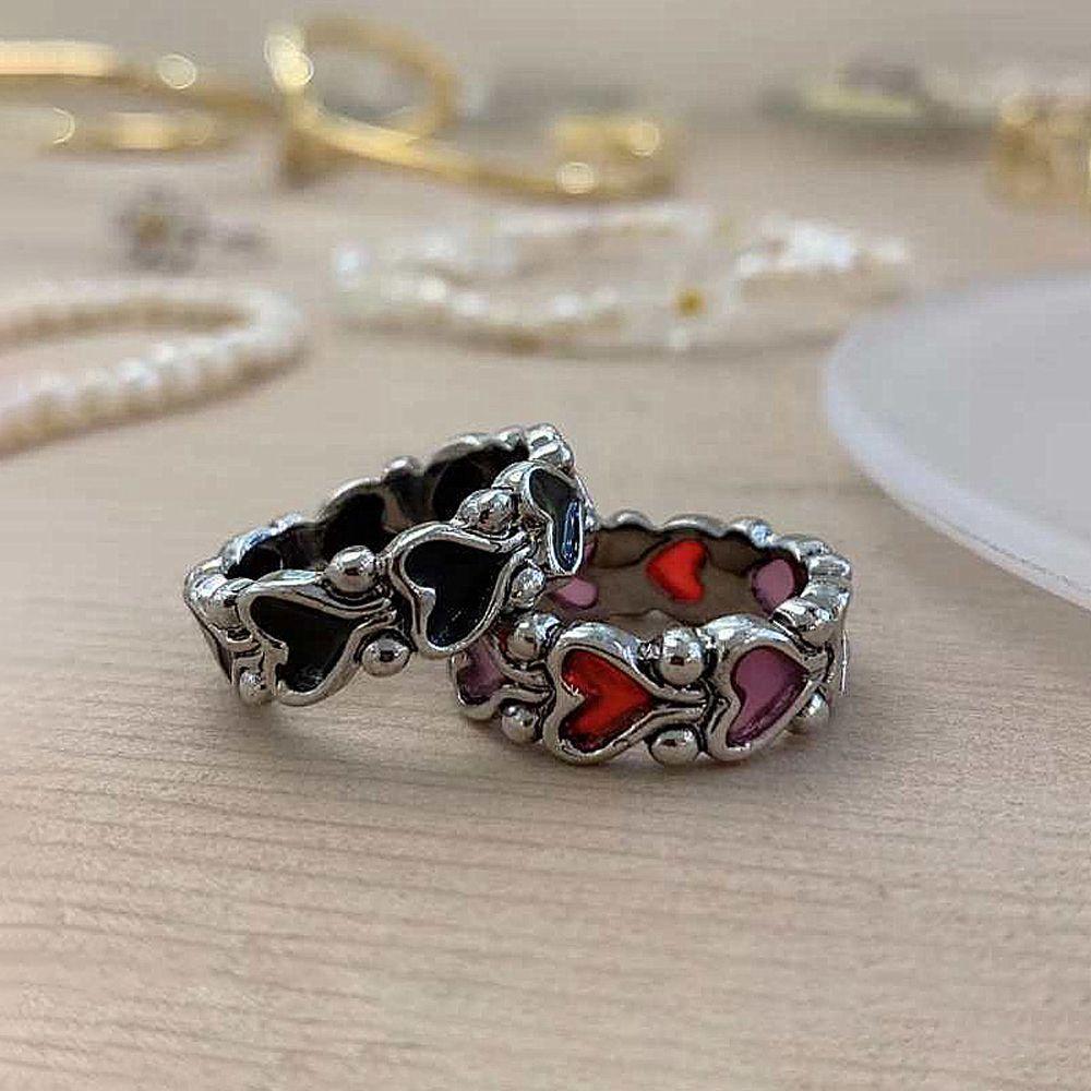 Wedding Index Finger Ring Geometric Women Rings Heart Chain Ring Korean Style Heart Stackable Rings