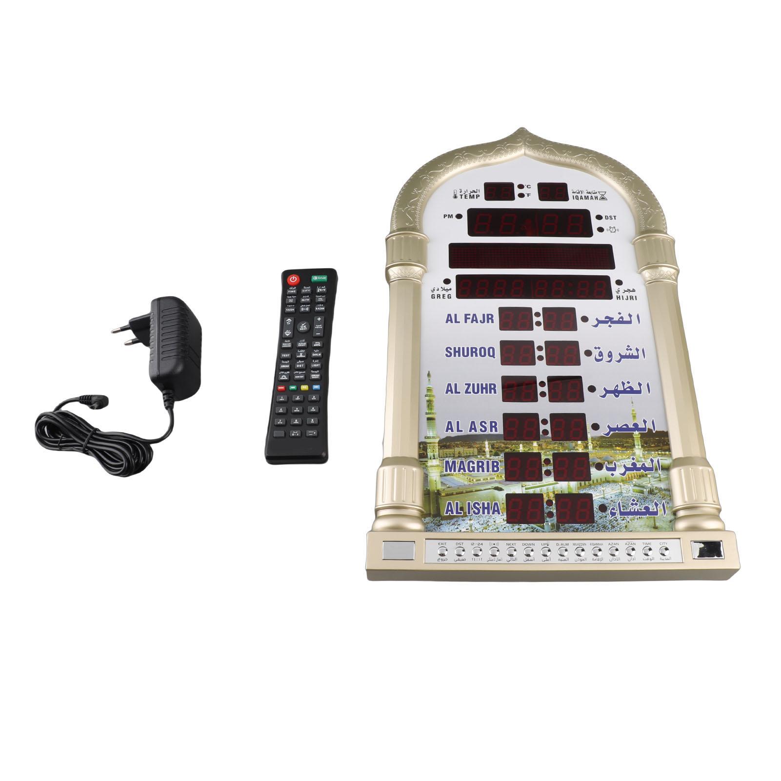 

Muslim Prayer Alarm Clock 110V to 240V Plastic Digital Islamic Clock Calendar Time Keeping Alarm for Gifts All Prayers Qibla Direction
