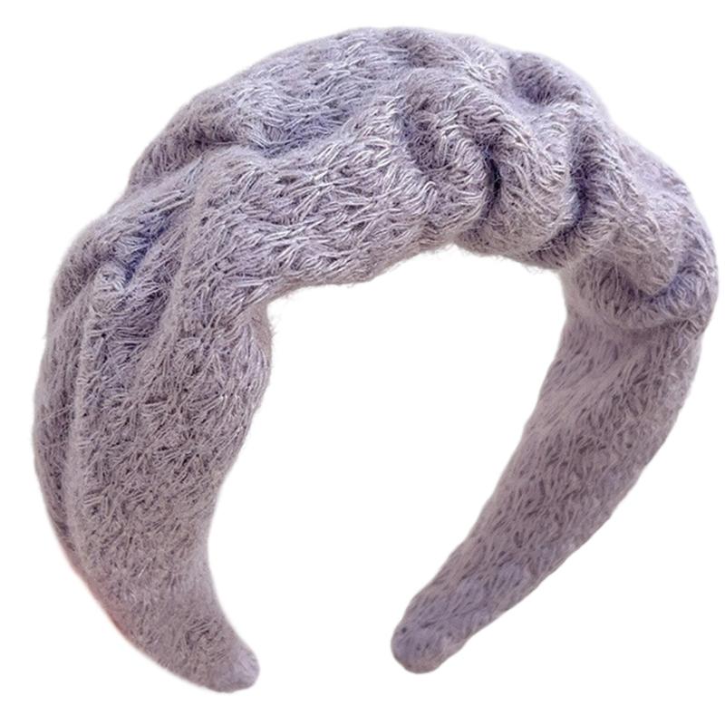 Strukturierte Kunststoff Kopfbedeckung Acryl Gestrickter Haarreif Merkmal Breite Kante Für Herbst Winter Mode Haarstyling
